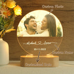 lampe photo personnalisable moderne boise acrylique transparente texte gravé cadeau couple decoration maison