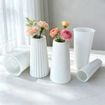 moule silicone vase artisanal décoration intérieure fleurs séchées plâtre motifs circulaires modernes minimalistes