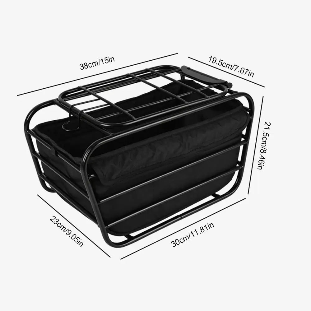 panier vélo métallique noir sacoche tissu accessoires montage rustique utilitaire commuting touring chien poodle