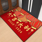 tapis traditionnel chinois rouge motifs lanternes symboles bonheur tissage résistant extérieur porche