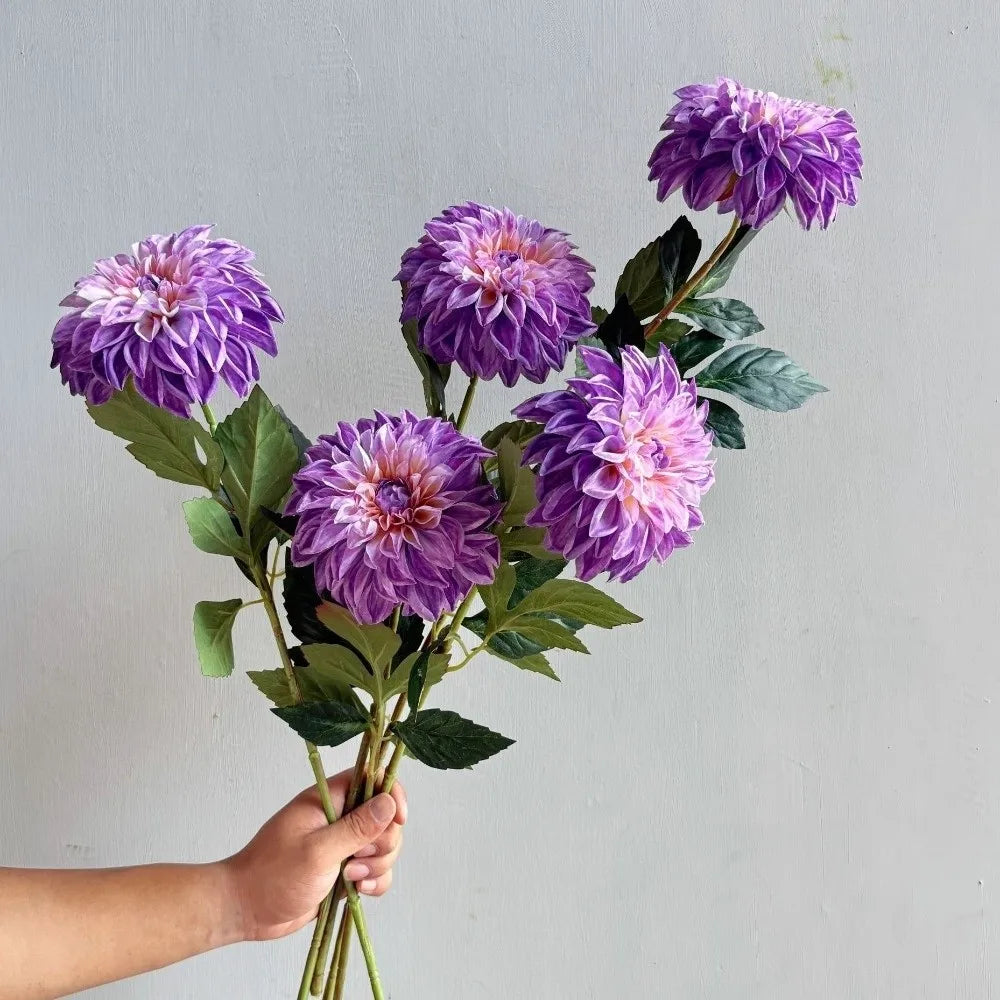 décoration intérieure moderne fleur artificielle bleue rose violet blanc rayonnante pétale opaques 70cm