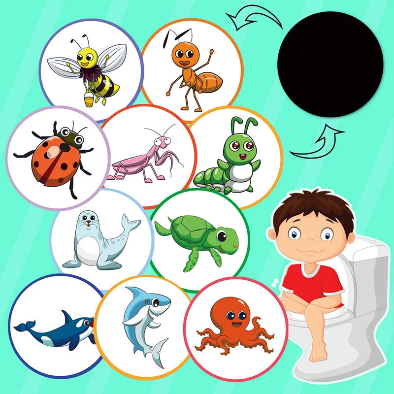 stickers adhésifs animaux cartoon marine vie marine enfants urinoirs éducatifs thermochromiques étanches