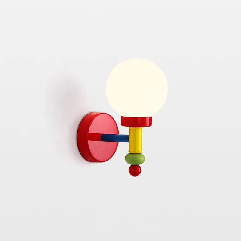 suspension moderne lampe verre colorées sphère translucide blanc rouge bleu jaune vert chambre enfants
