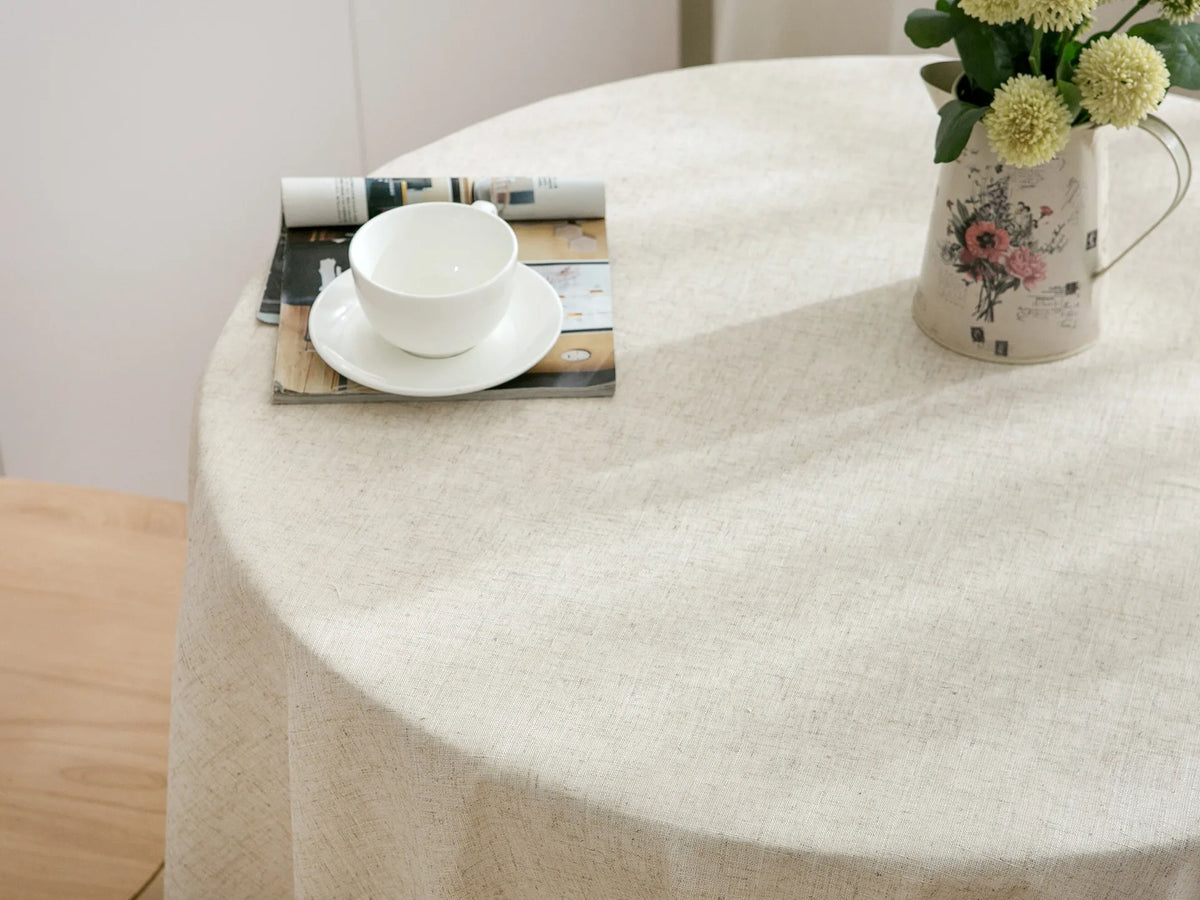 nappe table lin naturelle rustique beige anti froisse extérieure mariage fêtes halloween pâques