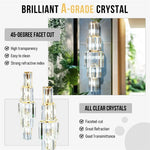 applique murale cristal doré moderne rangs superposés led éclairage chambre salon élégante fixée mur