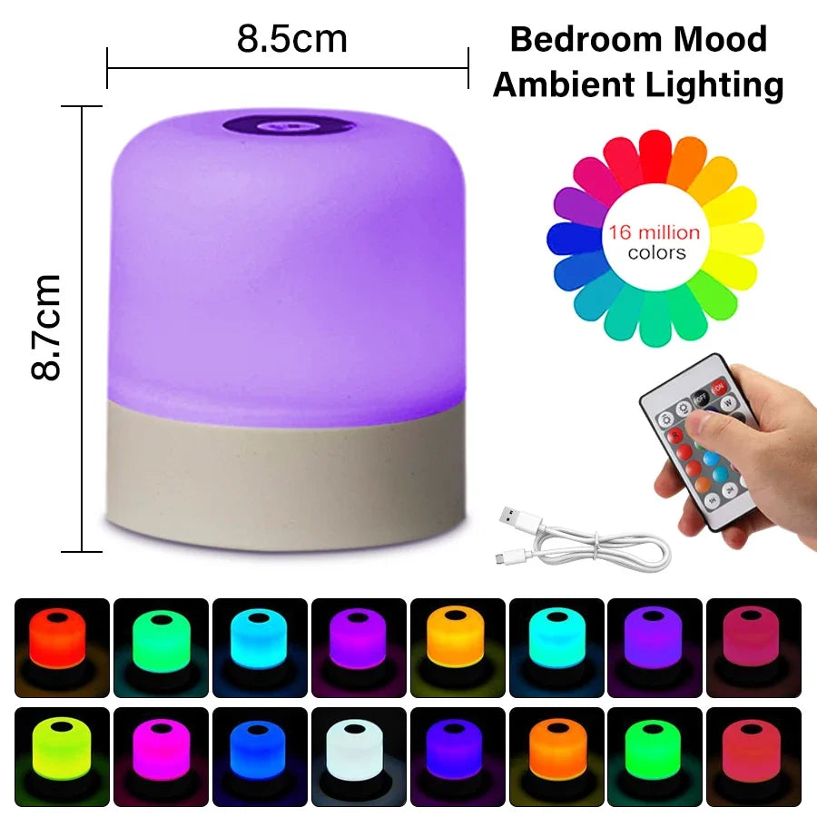 lampe chevet tactile rechargeable trois couleurs écran blanc gris moderne minimaliste