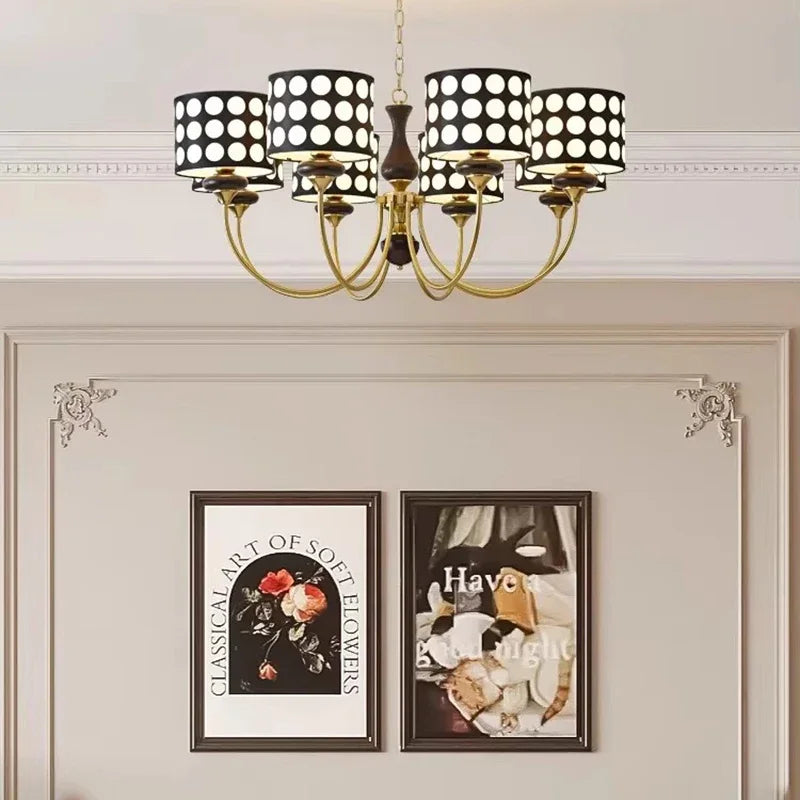 lustre moderne élégant pois doré noir suspension salon restaurant led câbles trois têtes