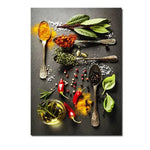 décoration murale art culinaire herbes épices condiments toile impression sans cadre vertical