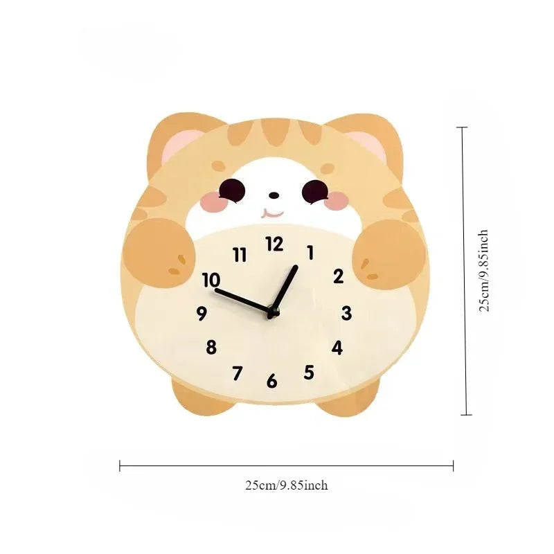 horloge murale balancière chaton mignon cartoon salon chambre quartz orange blanc gris