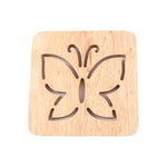 support vaisselle dessin animé poisson gravure bois clair naturel simple antidérapant maison