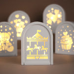 lampe décorative blanche coeurs ours cupcake carrousel moderne silicone motifs opaques