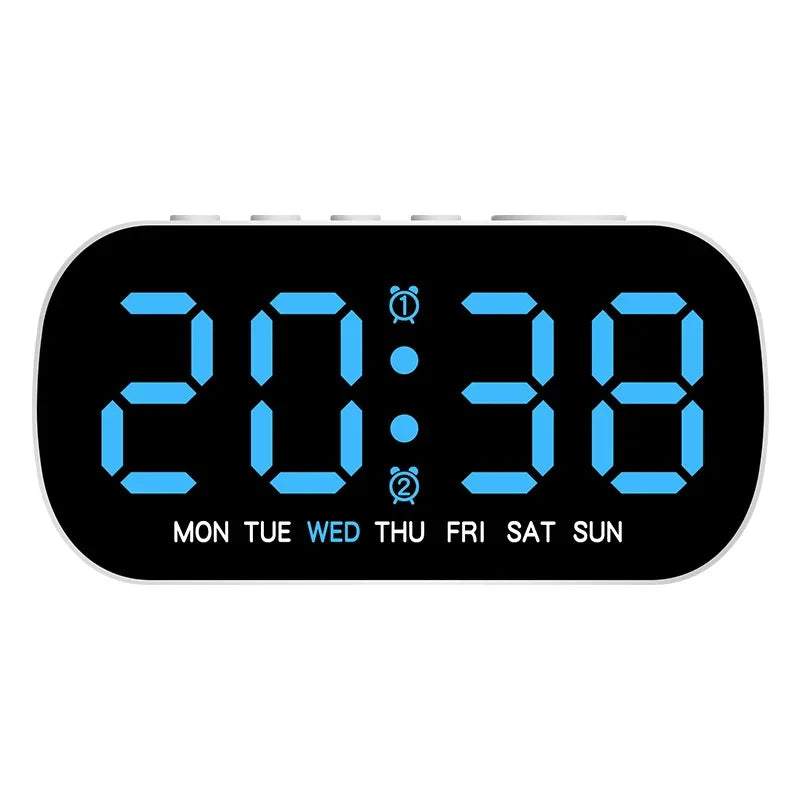 horloge numérique LED multi fonctions alarme date temps blanc vert bleu moderne