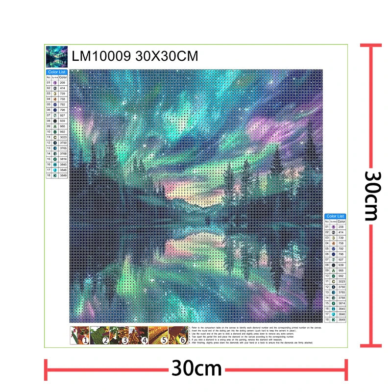 kit peinture diamant mosaïque 5d tableau paysage nocturne scènes romantiques 30x30 cm multicolore