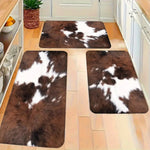 tapis sol moderne marron blanc peau vache antidérapant extérieur intérieur fleuri