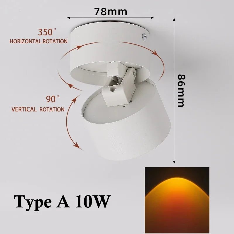 Spot lumineux LED moderne surface monté nuit lumière blanc gradation couleurs sunset chambre