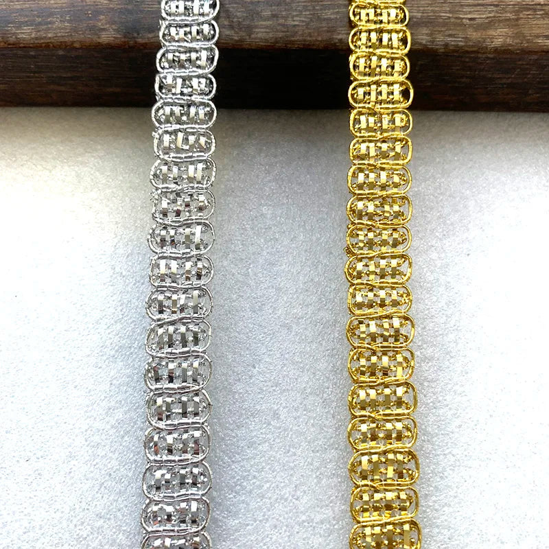 rubans métalliques or argent décoration mariage dentelle fine polyester brillants 5mètres largeur10mm styleélégant