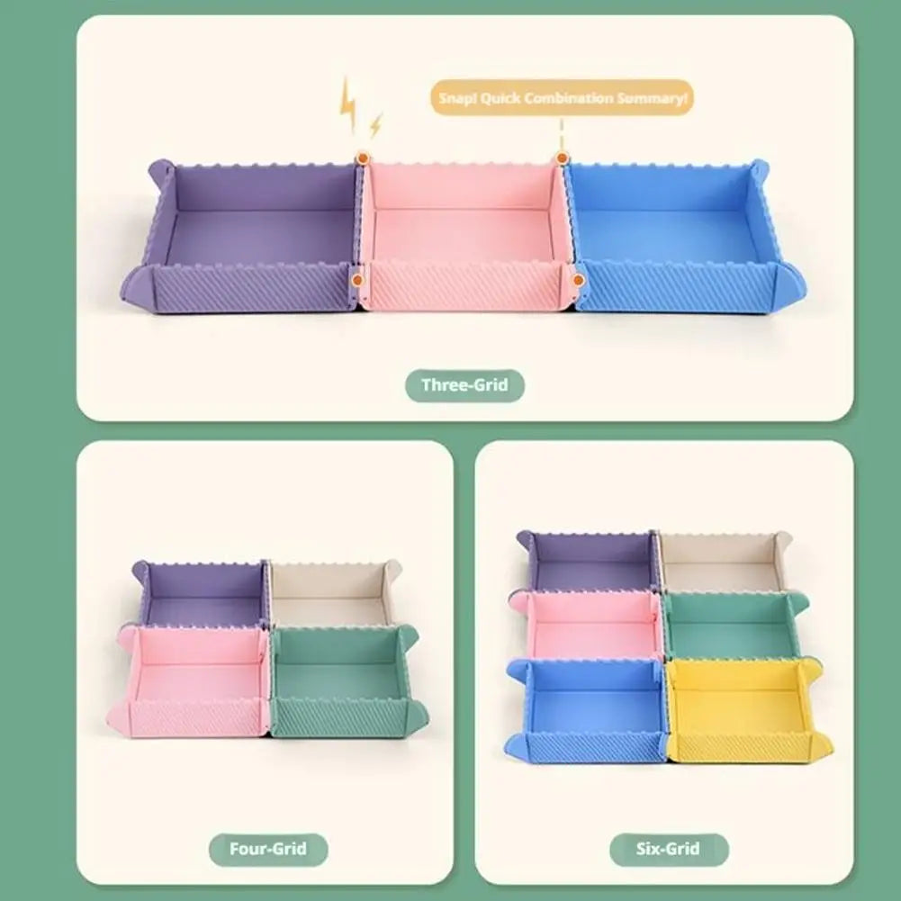 plateau rangement pliable moderne vert rose bleu violet blanc rayures horizontales silicone aimant