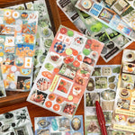 autocollants scrapbooking décoration fruits plats paysages transparents adhésifs variés couleurs vintage journal