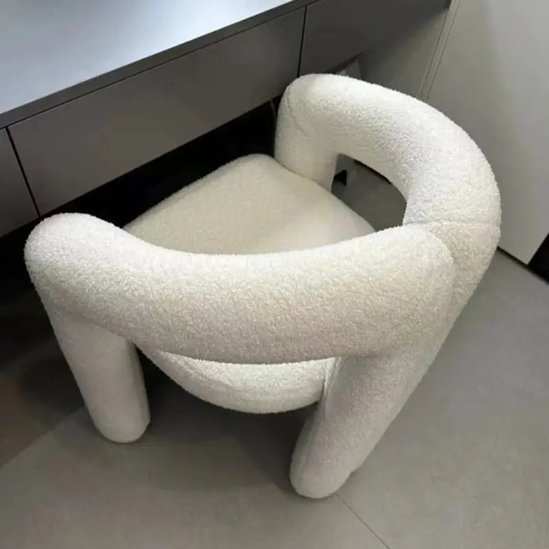 chaise moderne minimaliste tissu bouclé blanc rose gris bleu orange marron contemporaine assise dossier
