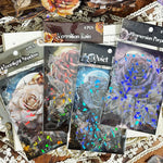 autocollants fleurs feuilles paillettes violet rose bleu artisanal scrapbooking bricolage décoration intime journal