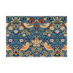 tapisserie art nouveau fleurs oiseaux feuillage bleu vert beige tapis decoratif moderne respectueux environnement
