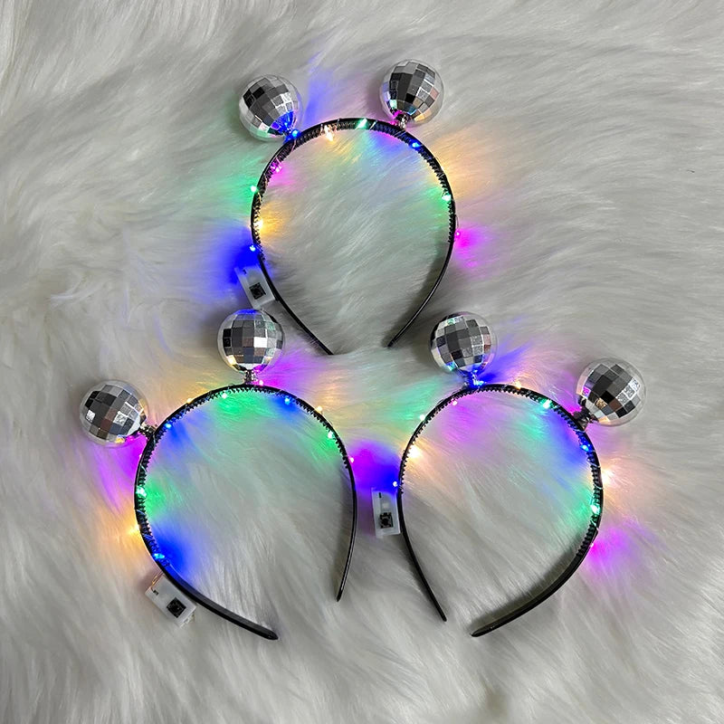 diadème lumineux disco led multicolores noir argenté fête anniversaire mariage enfants baptême