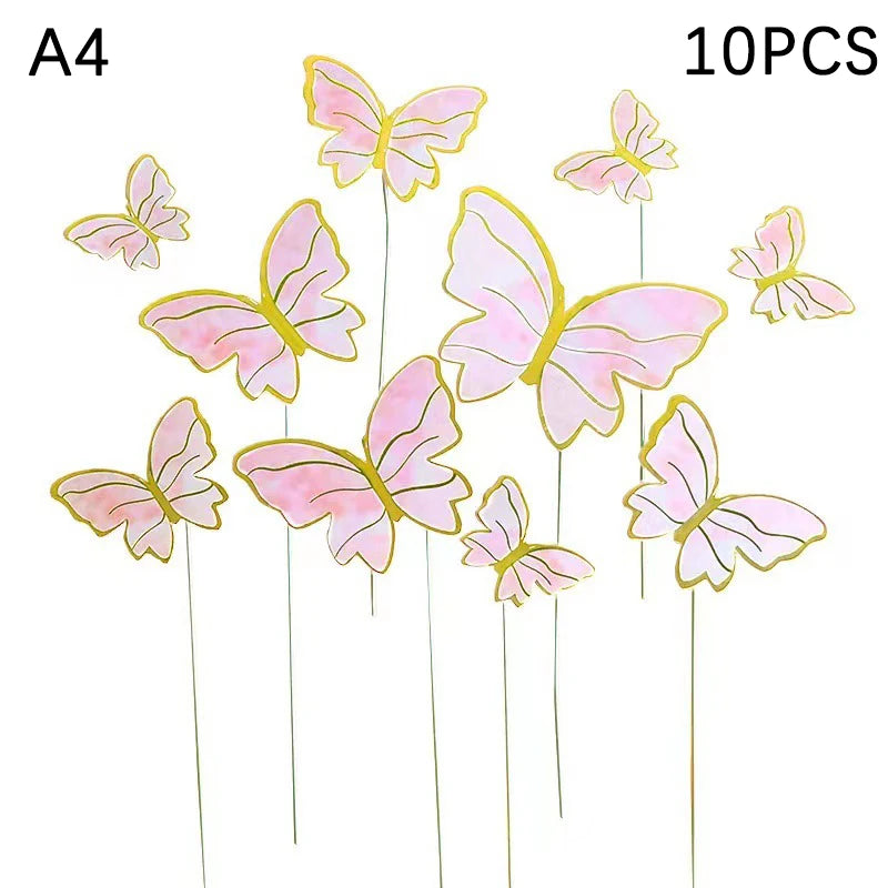 décoration gâteau papillon clips blanc rose doré festive anniversaire mariage féerique