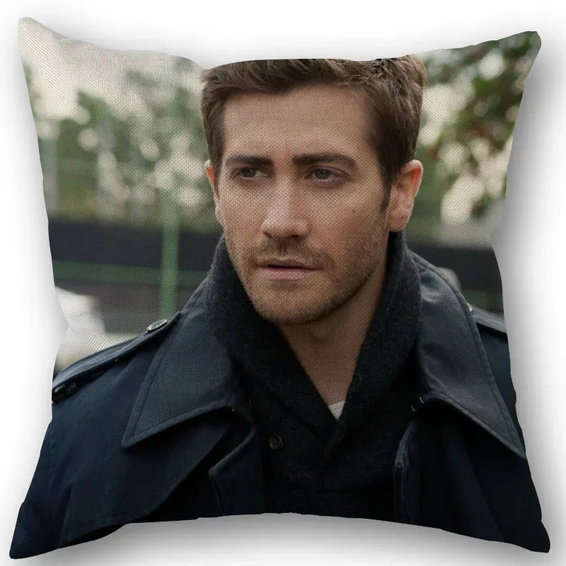 taies d'oreiller coton lin motif jake gyllenhaal moderne bleu marine imprimé décoration maison washable