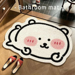 tapis bain dessin animé personnages mignons polyester antidérapant rapide sec marron blanc bleu rose