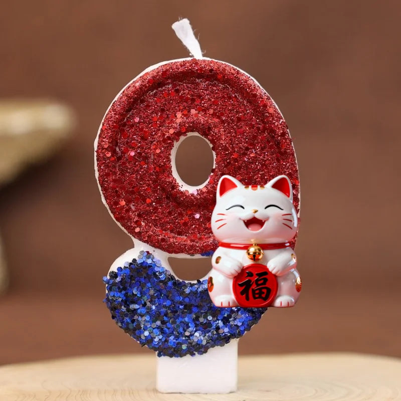 bougies numéraux pailletées rouge bleu blanc anniversaire enfants decoration chiffres