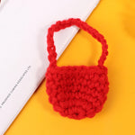 sac main miniature blanc marron texture tissée poignées détachables accessoire poupée classique simple 12
