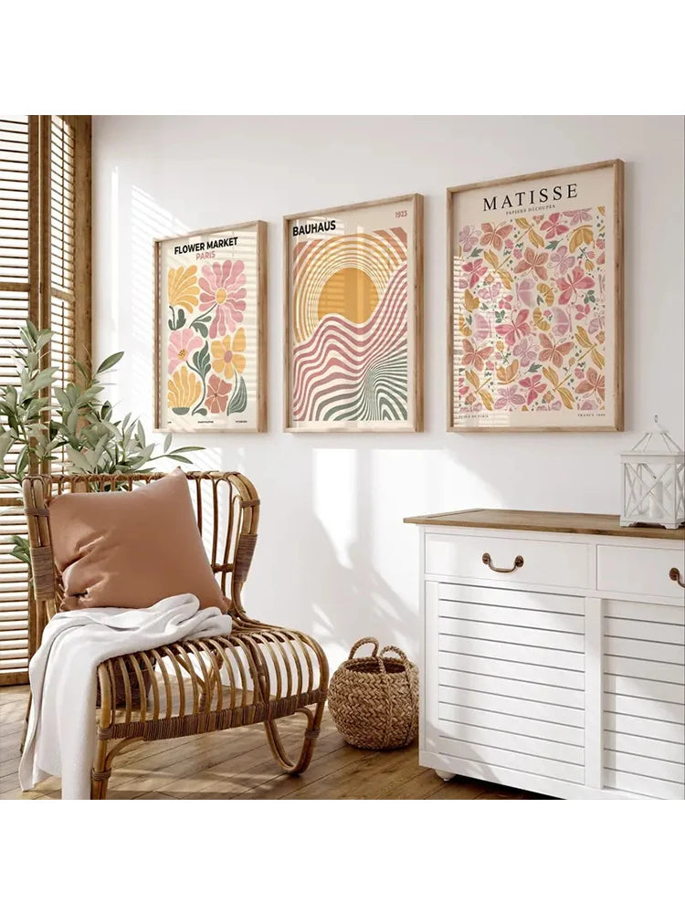 affiches abstraites modernes toile sans cadre fleurs géométriques minimalistes 30x40cm 40x50cm 50x70cm