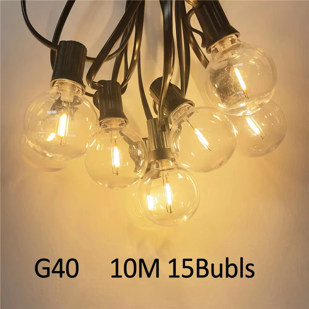 guirlande lumineuse vintage transparente jaune doré clips led blanc chaudextérieur noël patio jardin festive