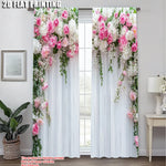 rideaux imprimés floral pivoines rose blanc modernes deux pièces polyester