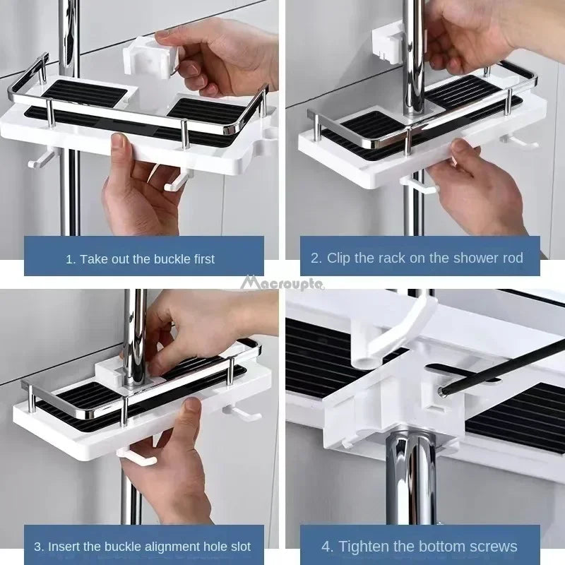 étagère douche moderne rayures horizontales blanc noir clips mural rechargeable minimaliste