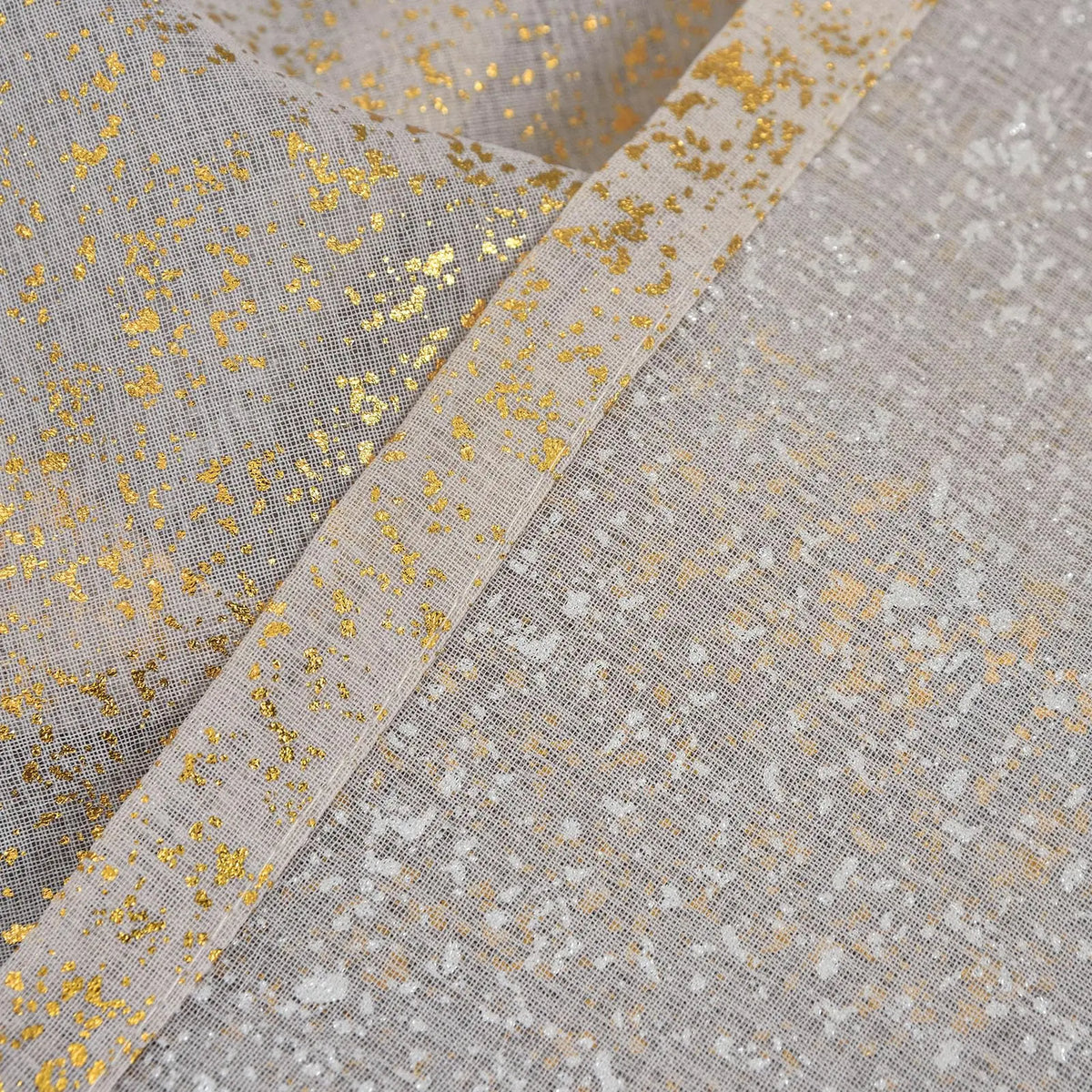 rideau semi transparent moderne paillettes dorées annaux métalliques salon maison polyester 100%