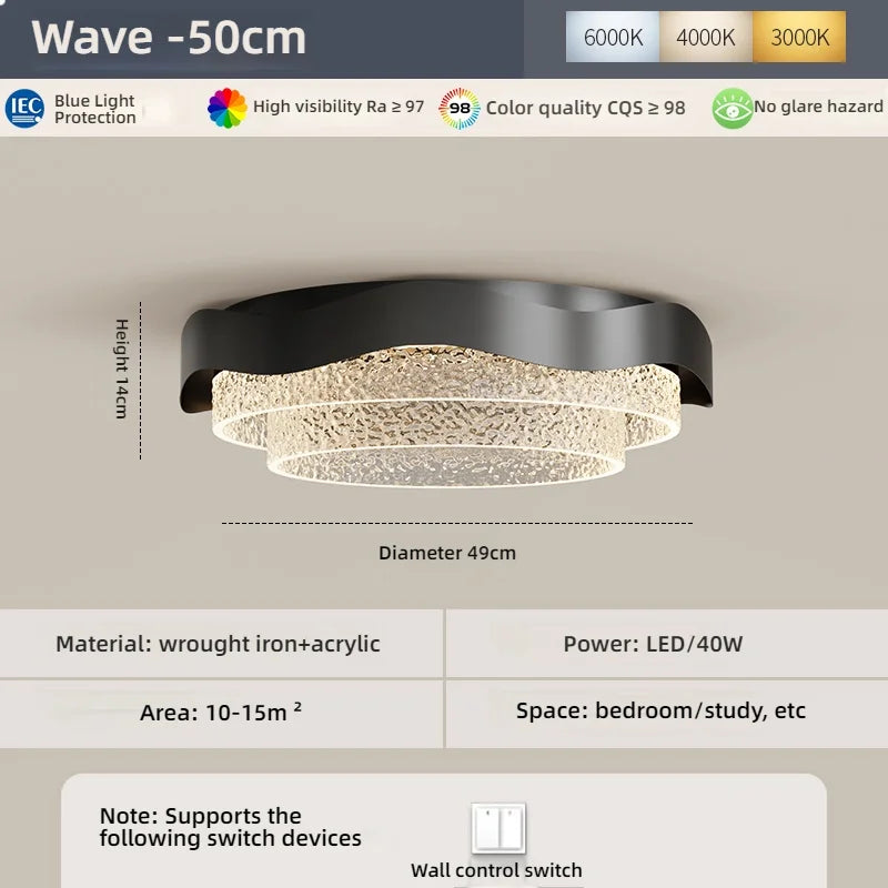lampe moderne texture bois cristaux dorés noir opacité led tricolore