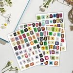 autocollants lettres vintage multicolores relief opaques adhésif scrapbooking journal décoration carnet artisanat DIY alphabétique