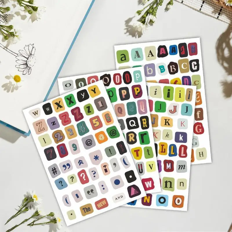 autocollants lettres vintage multicolores relief opaques adhésif scrapbooking journal décoration carnet artisanat DIY alphabétique
