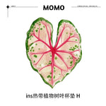 coasters feuilles tropicales vert blanc rose moderne respectueux environnement set 4pcs 5pcs