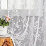rideau broderie florale blanc transparent classique salon chambre balcon cuisinehôtelhopitalcafébureau