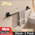 porte serviettes adhésif noir moderne 50cm poli aluminium salle bain