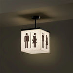 panneau indicateur lumineux led moderne toilets pictogrammes grunge beige noir minimaliste