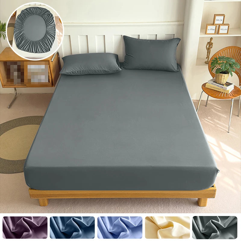 housse lit extensible élastique polyester violet bleu marine gris moderne minimaliste taie oreiller