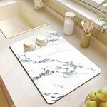 tapis cuisine anti dérapant marbre moderne blanc noir gris