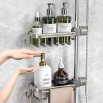 porte savon mural moderne argenté crochets vis fixés salle bain étagère aluminium