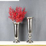vase métal or argent texture hammered moderne décoration intérieure fleurs artificielles grande taille