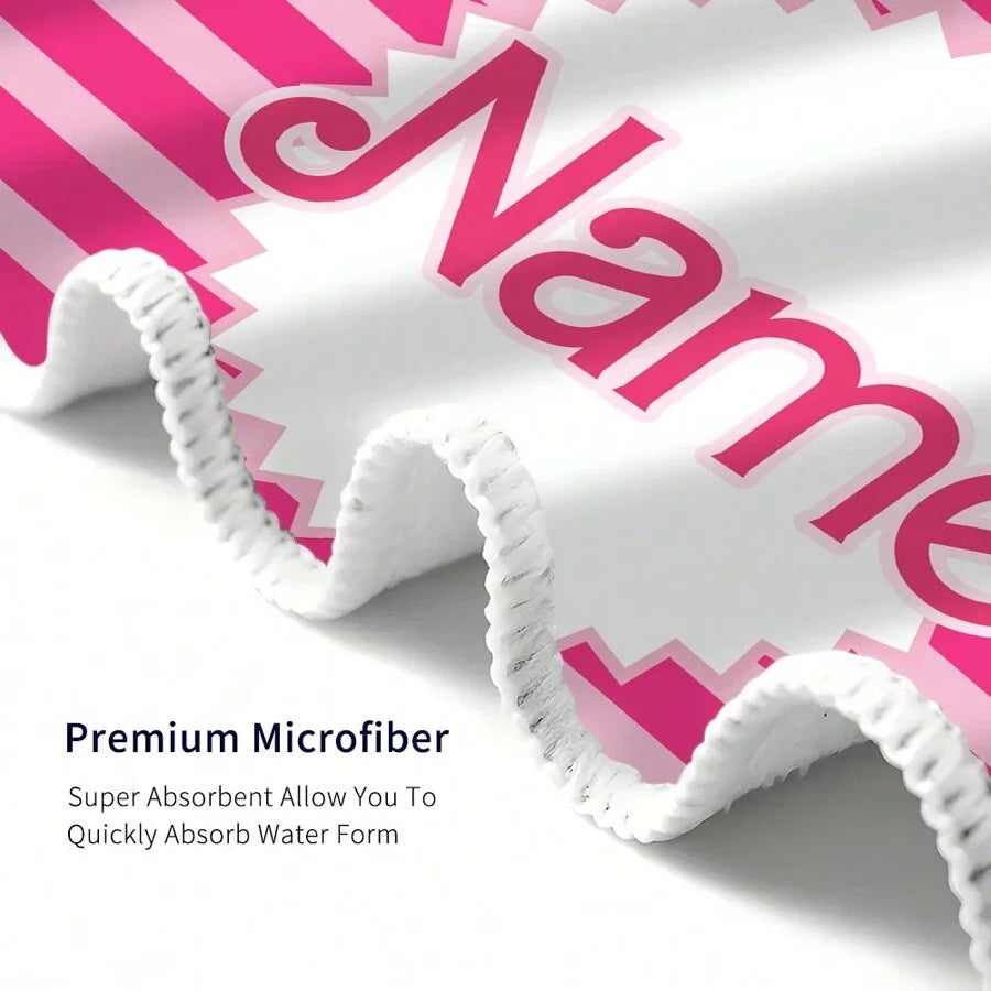serviette plage rose personnalisable rayures cœur absorption rapide microfibre moderne compressée machine