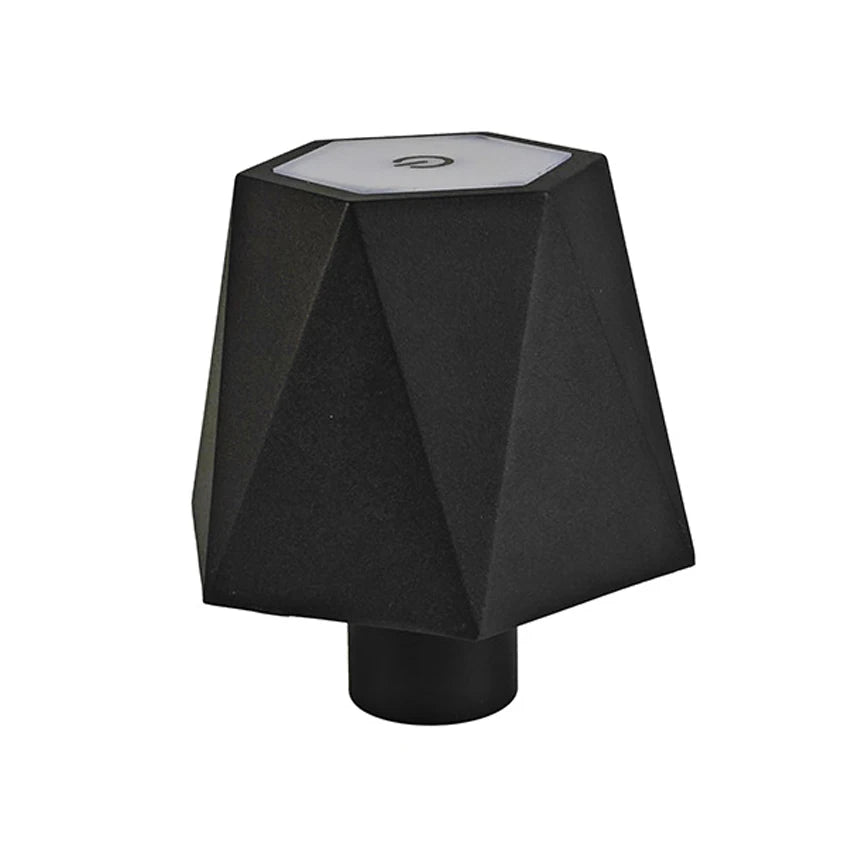 lampe table moderne bleu noir blanc rayures verticales abat jour base rechargeable led 5w