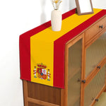nappe lin rouge jaune drapeau espagnol écusson central festive mariage anniversaire décoration table cuisine